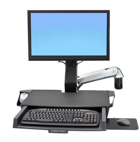 Ergotron 45-260-026/216 StyleView® Sit-Stand Combo Arm with Worksurface (цвет: металлик/белый)